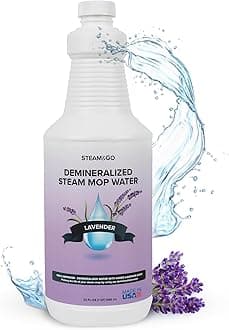 Steam & Go Demineralized Water for Steam Cleaner - PVC-Free Floor Cleaning Solution Compatible for All Steam Mops - Multi-Surface Cleaner for Home Surfaces - Lavender Scent, 32 oz