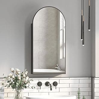 Mepplzian Arched Bathroom Mirror Cabinets,Black Bathroom Cabinets with Mirror,Mirrored Cabinet Wall Mounted,Metal Framed Bathroom Wall Cabinets,40x80 cm