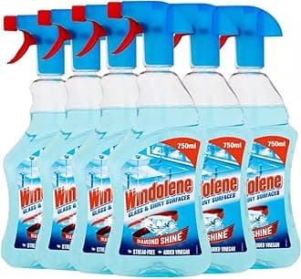 Windolene Glass & Shiny Surfaces Diamond Shine, Pack 6 x 500ml, Streak-Free Cleaning for Windows, Window cleaner & Glass cleaner