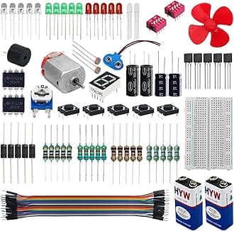 Electrobot Starter Kit (70 ITEMS) 20+ DIY Projects with Electronics Components Breadboard, LEDs, Resistors, Switches etc