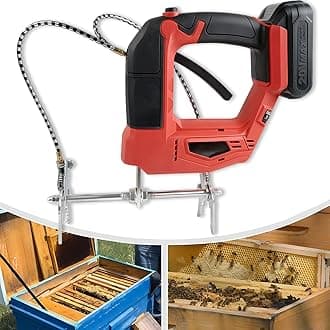 Electric Beehive Frame Shaking Machine, Handheld Electric Bee Shake Machine, 20v Electric Bee Remover, Brushless Motor Bee Remover, for Honey Bee Farm Beekeepers, Red-2batteries