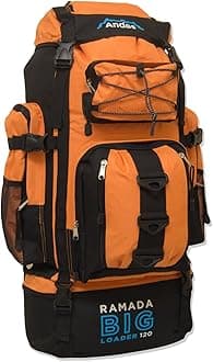 Andes Bright Orange Ramada 120L Extra Large Hiking Camping Backpack/Rucksack Luggage Bag