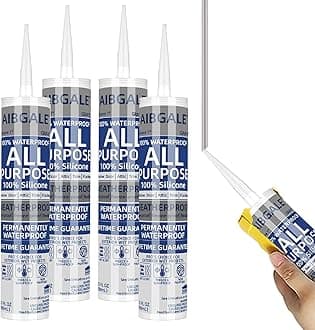 4 Packs Gray Silicone Sealant, All-Purpose 100% Waterproof Silicone Caulk, Adhesive CaulkingSilicone for Indoor Outdoor Windows, AquariumBathtub Auto Leak Seaing. 10.1 0z (4)