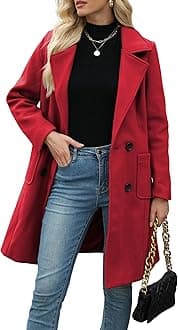 Bankeng Women Winter Wool Blend Camel Mid-Long Coat Notch Double-Breasted Lapel Jacket Outwear