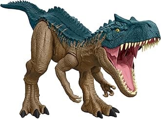 Mattel Jurassic World Super Big! Alosaurus HRX53 Children's Figure, Dinosaur Toy, Total Length: Approx. 39.4 inches (100 cm), Ages 4 and up, Blue/Brown