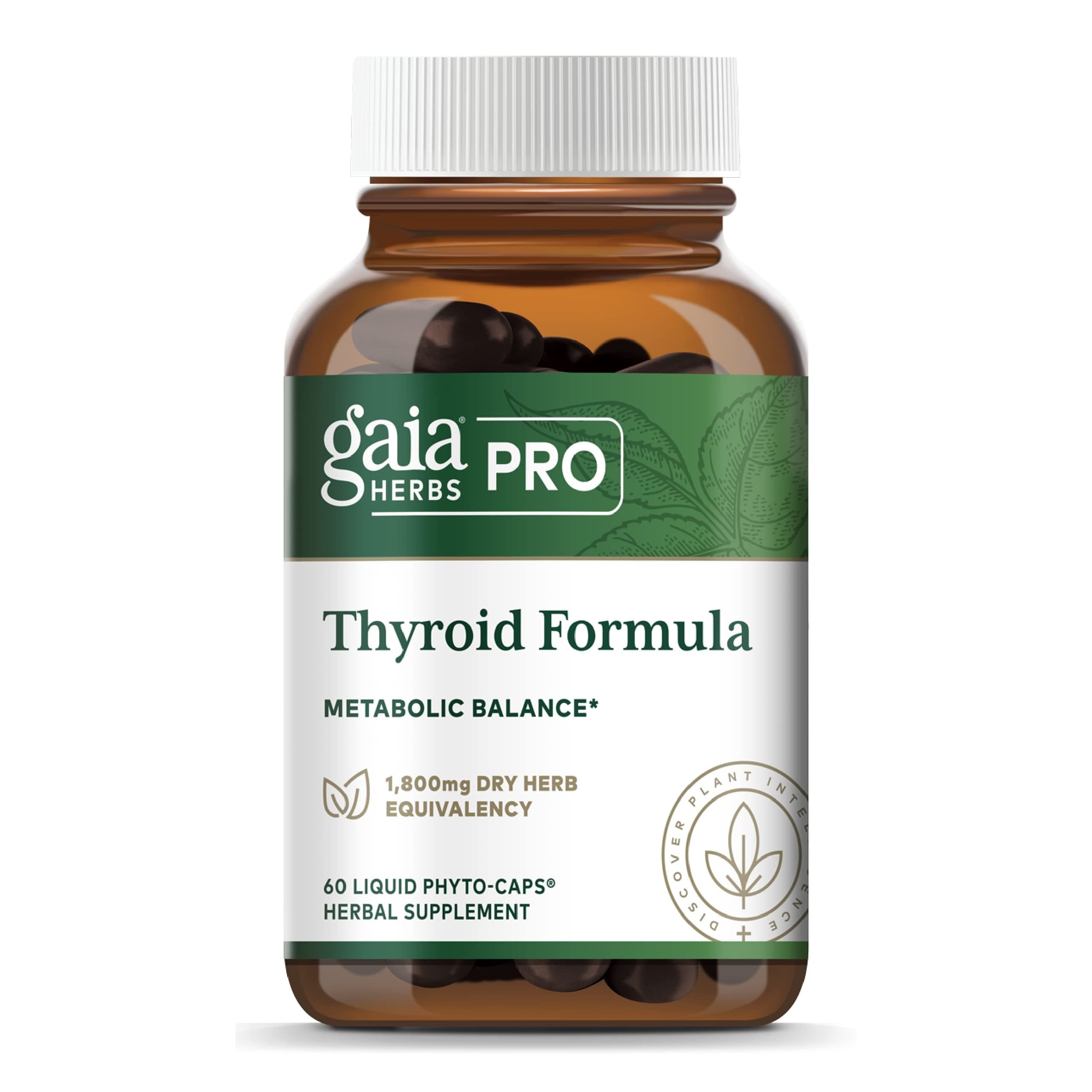 Gaia PRO Thyroid Formula - Supports Healthy Thyroid Function - With Iodine from Seaweed, Sunflower Lecithin, L-Tyrosine, Ashwagandha Root, Schisandra & More - 60 Vegan Liquid Phyto-Capsules (30 Servings)
