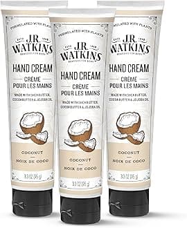 Natural Moisturizing Hand Cream, Hydrating Hand Moisturizer with Shea Butter, Cocoa Butter, and Avocado Oil, Cruelty Free, 3.3oz, Coconut, 3 Pack