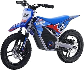 - Electric Dirt Bike for Boys Girls Ages 5-10, 350W High Racing Competition Grade Motorcycle, Up to 18MPH 3 Speed Settings Balance Bike, 14IN Off-Road Tires Advanced Shock Absorption, Blue