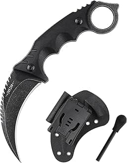 JXE JXO Claw Knife - Full Tang 420HC Steel Blade, Non-Slip G10 Handle (8.6" Length with Sheath)