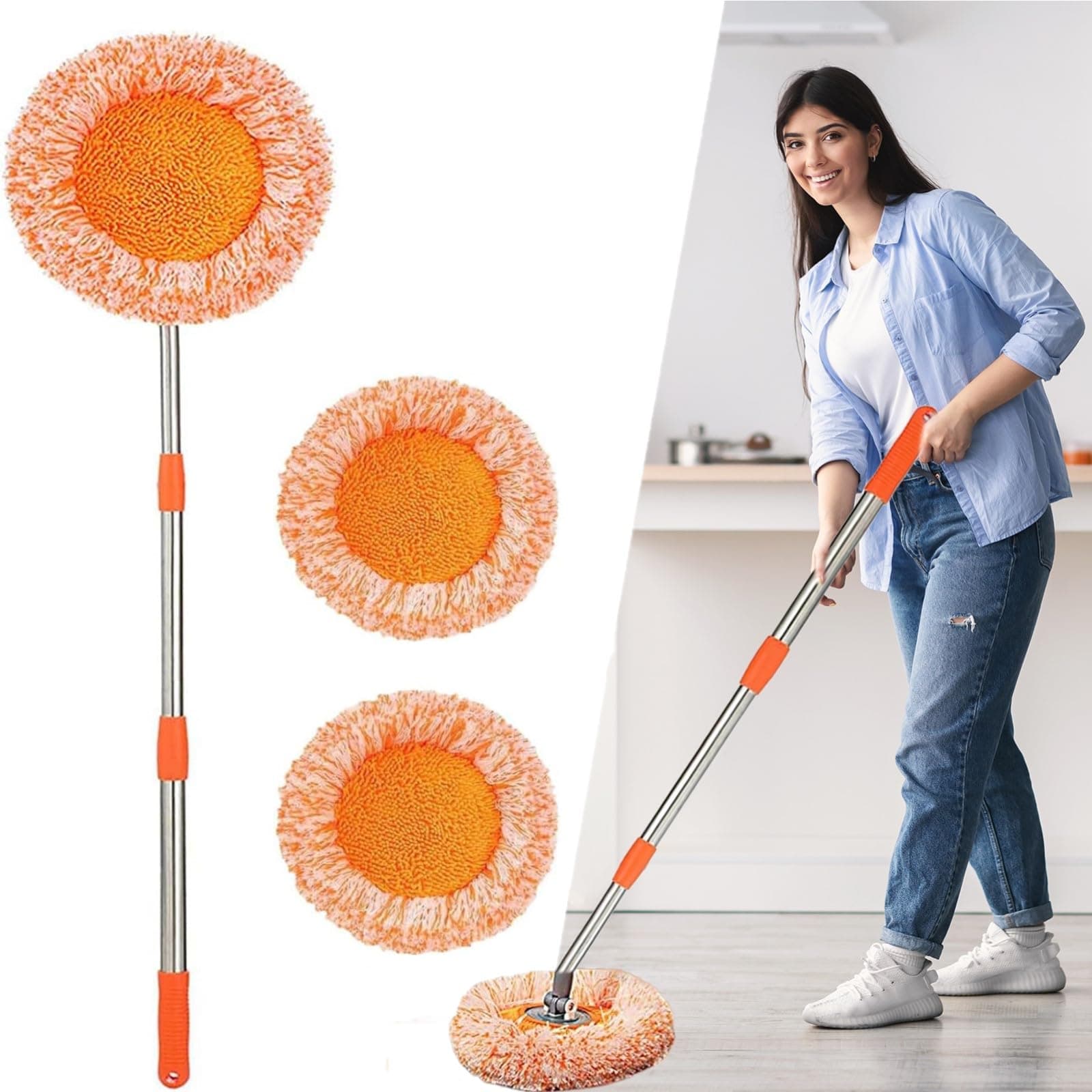 Intellect 360° Rotatable Adjustable Spin Mop - Sunflower Mop with Extendable Handle for Walls, Car, Ceiling and Window