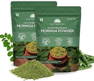 SAPTAMVEDA 100% Organic Moringa Powder 1Kg (500GM X 2) | Immunity Booster | Drumstick Leaf Powder | Natural Multi-vitamin | Anti-Oxidant | Good for Hair & Skin | Protein Rich