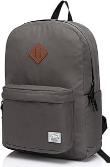 Lightweight Backpack for School, Classic Basic Water Resistant Casual Daypack for Travel with Bottle Side Pockets (Gray)