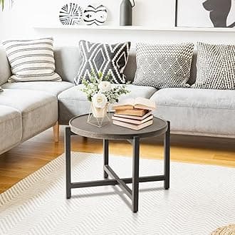 SUNBURY 21" W Black Outdoor Side Table, Round Outdoor Coffee Table for Patio, Modern Outside End Accent Indoor for Balcony, Sunroom, Poolside