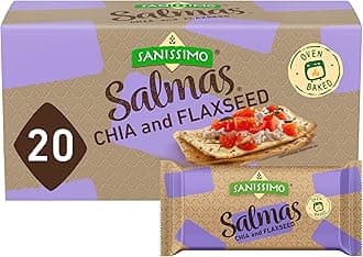Sanissimo Salmas Chia & Flaxseed, 20 Packs of 3 Crackers, Oven Baked Corn Crackers, Gluten Free, Non-GMO, Kosher Certified