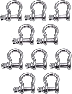 MarineNow US Type 316 Stainless Steel Bow Shackle with Over Size Screw Pin for Anchor, Towing, Off Road Recovery