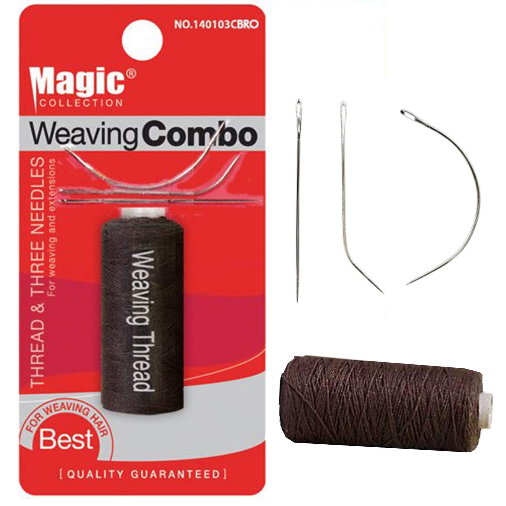 Magic Collection Weaving Combo Thread & Needles Set (1-PACK, BROWN)