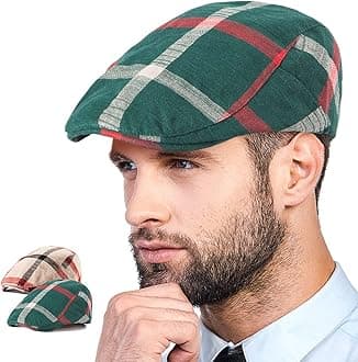 LADYBRO 2Pack Unisex Flat Cap Newsboy Hats for Men Women, Scally Cap Summer Hat for golf