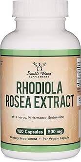 RHODIOLA ROSEA SUPPLEMENT 500MG, 120 VEGAN CAPSULES (THIRD PARTY TEST, GLUTEN FREE, 3% SALIDROSIDES, 1% ROSAVINS EXTRACT) FOR PERFORMANCE, CALMING, MOTIVATION