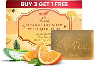 Orange Essential Oil Soap with Aloe Vera | Handmade Organic Herbal Soap with Natural Ingredients | Refreshing & Moisturizing, Sulfate-Free, Paraben-Free | 125g Each (Pack of 4)