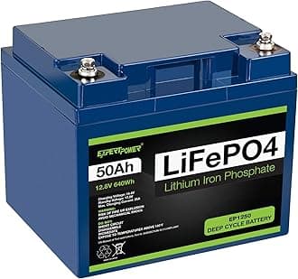 ExpertPower 12V 50Ah Lithium LiFePO4 Deep Cycle Rechargeable Battery | 2500-7000 Life Cycles & 10-Year Lifetime | Built-in BMS | Perfect for RV, Solar, Marine, Overland, Off-Grid Applications