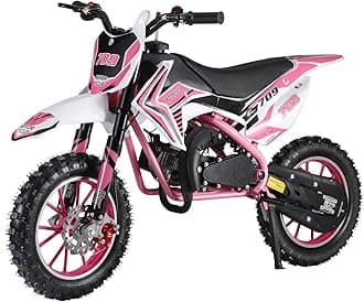 Kids Dirt Bike, 49cc 2-Stroke Gas Power Motocross, Off Road Mini Motorcycle, Pocket Motorbike with Front Rear Disc Brakes, Racing Max Speed 30KM/H, Mini Motorbike for Kids ﻿ (Pink)