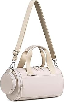 Mini Gym Bag for Women Girls Cute Small Duffle Bag 12'' with Multifunctional Pockets Workout Sport Bags Dance,Fitness,Yoga (Beige-Gray)