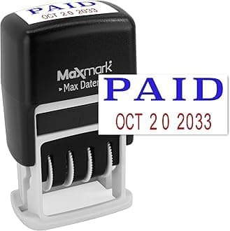 Maxmark Self-Inking Rubber Date Office Stamp with Paid Phrase