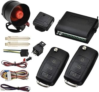 S1 Car Central Lock Universal Auto Remote Central Kit Vehicle Door Lock with Shock Sensor + Contorl Box + 2 Replacement Remote Contorl for Car Central Door Lock