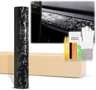 60"x540" (5FTx45FT) Matte Black 24K Chopped Forged Carbon Fiber Textured Vinyl Wrap Auto Car Sticker Decal Sticker Film Sheet Bubble Free Air Release Technology with Tool Kit