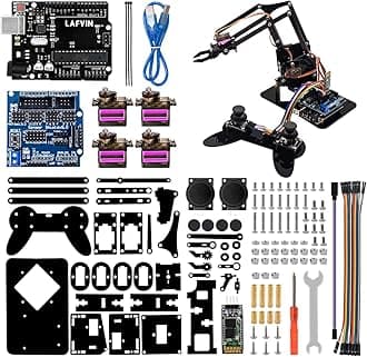 LAFVIN 4DOF Acrylic Robot Mechanical Arm Claw Kit Compatible with Arduino IDE DIY Robot with CD Tutorial