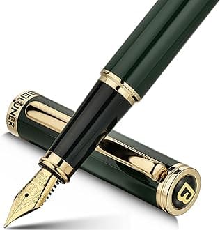 - BEILUNER Racing Green Fountain Pen,Stunning Luxury Pens with 24K Gold Finish, Gorgeous 24K Gilded Nib(Medium), Fancy Pen Gift for Men&Women -Ink Converter-Christmas, Office,Fancy,Nice Pen for Writing