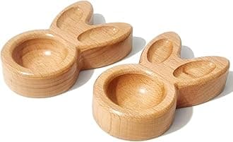 Wooden Eggs Cup Egg Holder Rabbit Eggs Cup Easter Bunny Egg Stand Decoration Easter Egg Cup Creative Easter Gift Set of 2