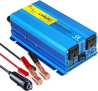 LVYUAN 500 watts 1000 (Peak) Pure Sine Wave Car Power Inverter 12V DC to 110V/120V AC Converter with 2 sockets and USB Port for Car Truck Family Solar System,RV, Truck,Road Trip