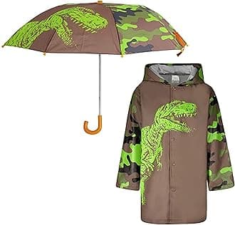 addie & tategirls raincoat and umbrella set for kids - toddler umbrella for rain - raincoat for boys and girls raincoat