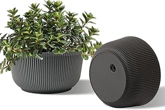 T4U 10 Inch Self Watering Pots for Indoor Plants, 2 Pack Large Plant Pots, Self Watering Planter for Indoor Plants, Durable Plastic Pots (2 Pack,10", Gray)