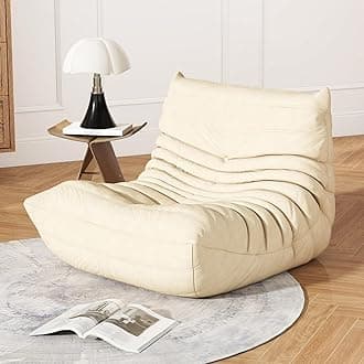 Snug Sofee Bean Bag Chair for Adults, Lazy Floor Sofa Couch - Adult Size with Soft Waterproof Fabric for Living Room, Apartments, Reading Corner, Gaming, and Movie Venue (White)