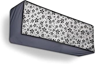 Split Ac Cover Indoor Unit For 2 Ton Capacity Ac, All Weather Polyester Cover / Attractive Digital Prints / Dustproof / Water Resistant Ac Cover (Grey Black Flower)