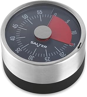 Salter Magnetic Mechanical Kitchen Timer – Magnetic Base, Attach To Ovens & Fridges, 60- Minute Countdown Makers, No Batteries Needed, Stainless Steel, Perfect for Baking & Cooking, SA00626FEU7