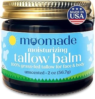 Organic Beef Tallow Balm with Rosehip Oil | Unscented 2 oz – Hand Made in USA 100% Grass-Fed Beef Tallow Moisturizer for Face & Body, Baby, Eczema, Acne-Prone & Sensitive Skin