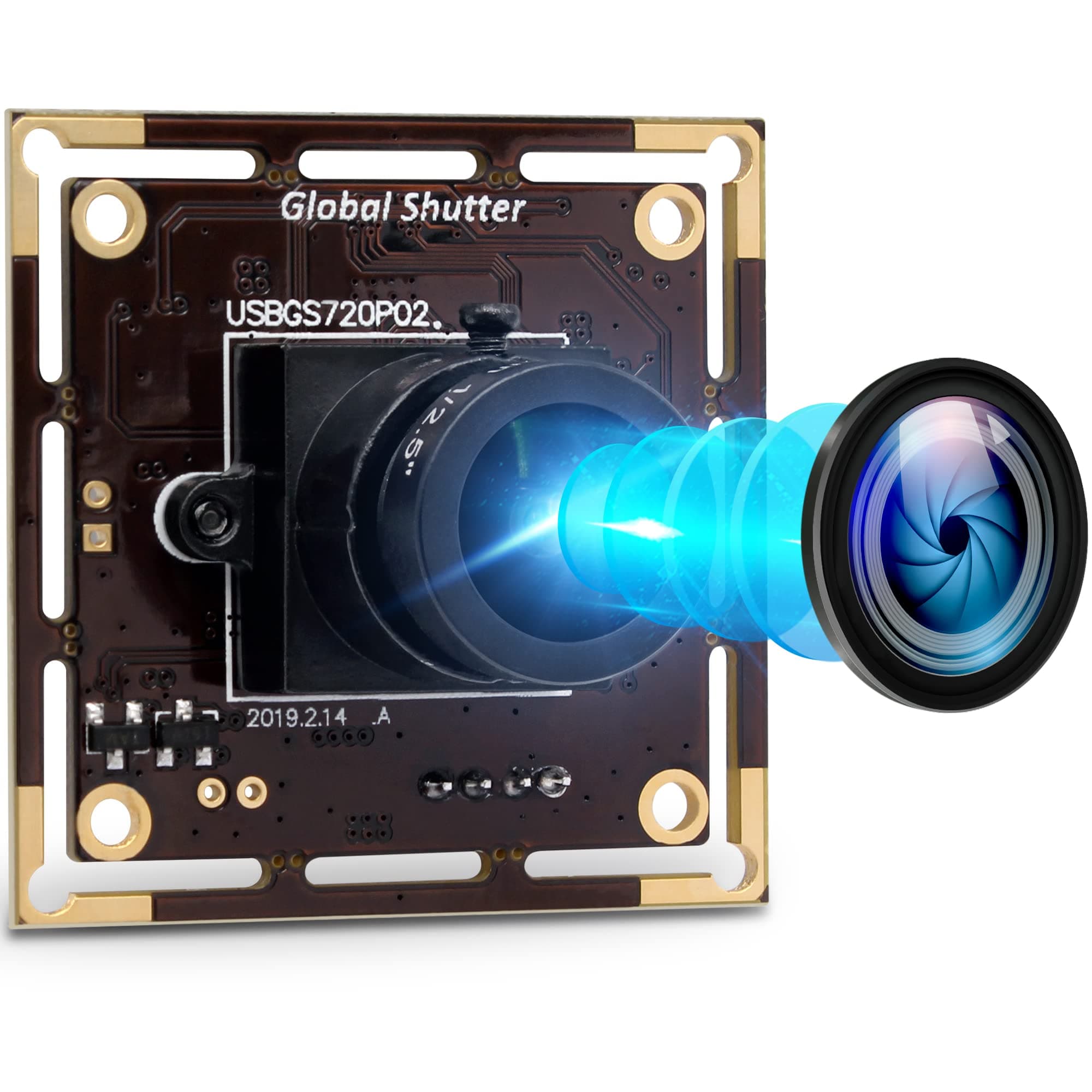 USB Camera Module HD 1280X720@60fps, USB Webcam Global Shutter with AR0144 Image Sensor,Tiny USB Cameras with 3.6mm Lens Industrial UVC Web Cameras Plug and Play for Windows/ MAC/Linux/ Raspberry Pi