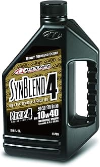 Maxima Racing Oils 34901B-4PK Syn Blend4 10w40 Synthetic Blend Motorcycle Engine Oil 1L Bottle, 4-Pack