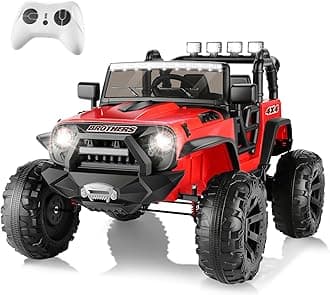 Hikole 24V 2 Seater Ride on Car - Battery Powered Electric Car with Remote Control, 9AH Battery, Spring Suspension, Seat Belt, Music Player, DIY Stickers, Ride on Toys for Kids 4-8, Red