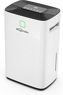 HOGARLABS 50 Pint Dehumidifiers for Home and Basements, with 3 Working Modes, Overflow Protection, and Auto Shut off Restart. Ultra Silent Dehumidifier with Drain Hose and Digital Control Panel.
