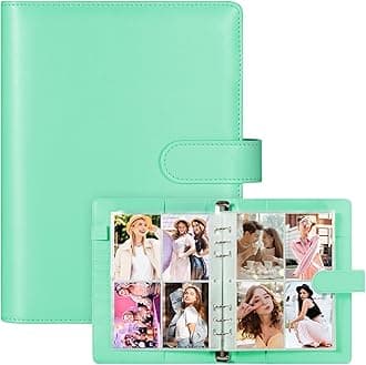 WITHYU A5 Card Collector with 30 Pack 4-Pocket Pages, 6 Ring Binder Album with 240 Card Slots, PU Leather Binder Cover with Magnetic Buckle Closure (Green)