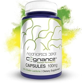 Cognance Enhanced Bacopa Capsules | 100mg | 10% Ebelin Lactone | Bacopa monnieri | Mood, Memory, & 5-HT2A Activation, 60 Count (Pack of 1)