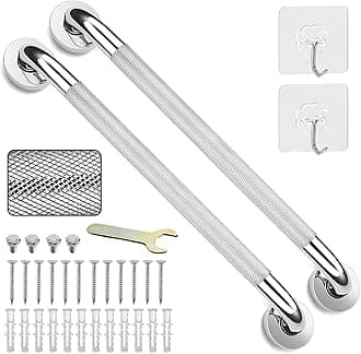 2 Pack 20inch Grab Bar Rail, 304 Stainless Steel Non-Slip Bathroom Chrome Grab Rail, Non-Slip Disability Auxiliary Handle, Safety Handle for Kitchen Bedroom Bathtub, Shower, Steps, Indoor/Outdoor
