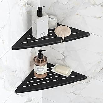 Corner Shower Shelf Matte Black, 304 Stainless Steel 11.5” Recessed Corner Shelf Bathroom for Tiled Wall, Floating Shower Shelves Shampoo Holder, No Drilling, 2 Pack