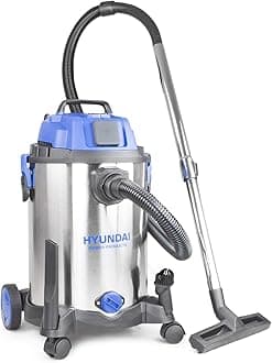 Hyundai HYVI3014 1400 Watt 3 in 1 Multi Purpose 30 Litre Wet & Dry Electric Vacuum Cleaner with Blower Function & Power Tool Socket, Stainless Steel Tank, Bagged Or Bagless Options, HEPA, Blue,