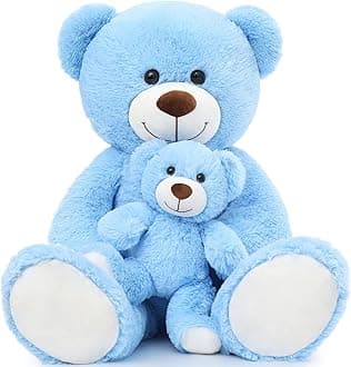 TezituorGiant Stuffed Animal 39in, Large Teddy Mommy with Baby, Big Stuffed Bear for Kids, Girlfriend on Valentine, Christmas, Baby Shower, Blue