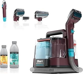 Shark Carpet Cleaner Machine, Portable Upholstery StainStriker, Spot, Odor & Stain Remover, 2 Carpet Cleaner Solutions, 3 Tools, Perfect for Pet Hair, Carpet, Area Rugs, Couches, Burgundy, PX203BRN